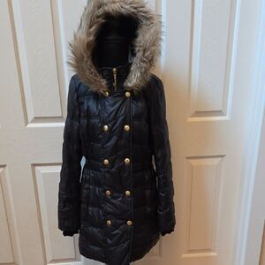 Juicy Couture Black Puffer Hooded Coat-L